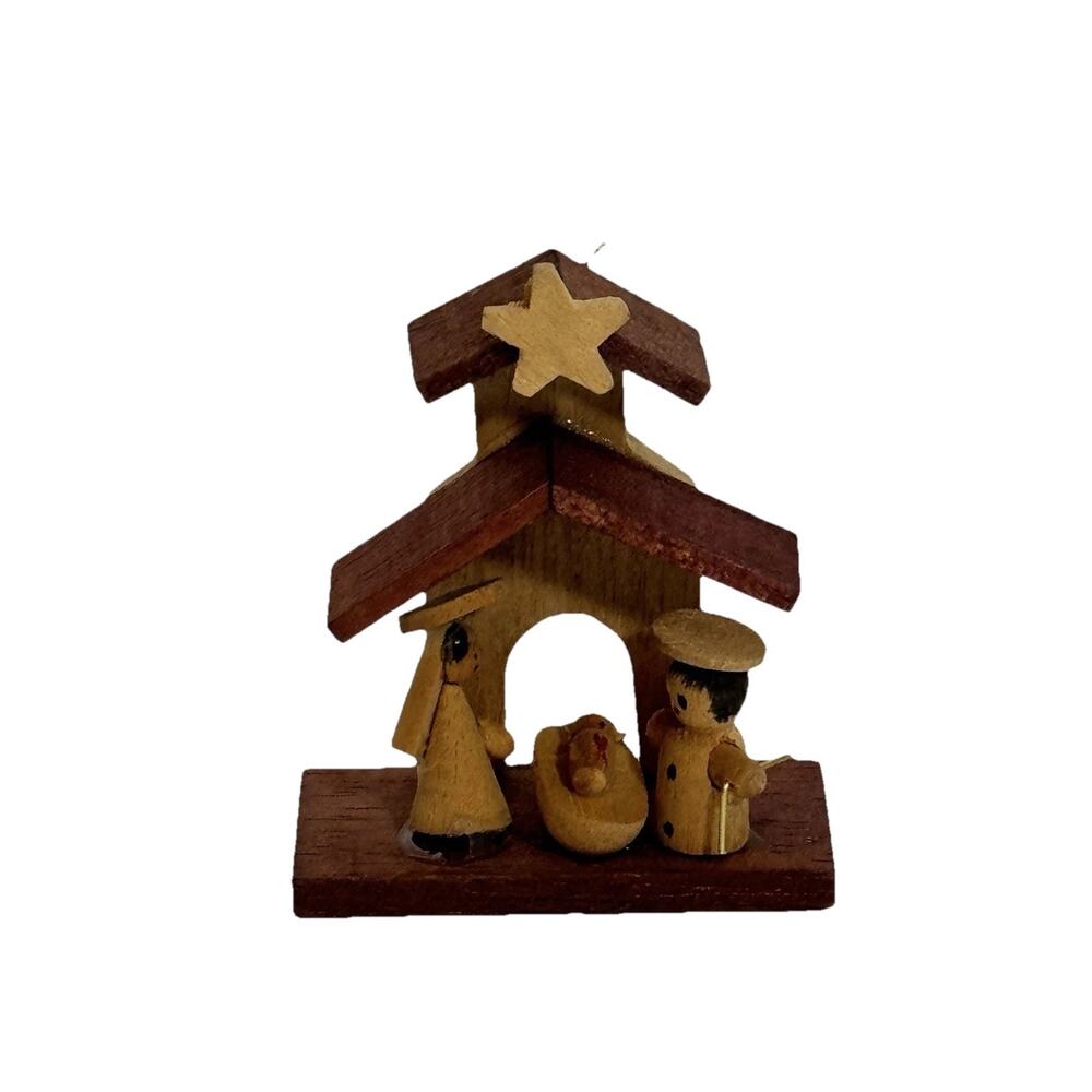 Vintage Wooden Nativity Manger Scene Christmas Ornament Unbranded Holy Family